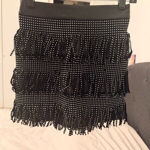 Sincerely Jules Black and White Polka Dot Fringe Skirt